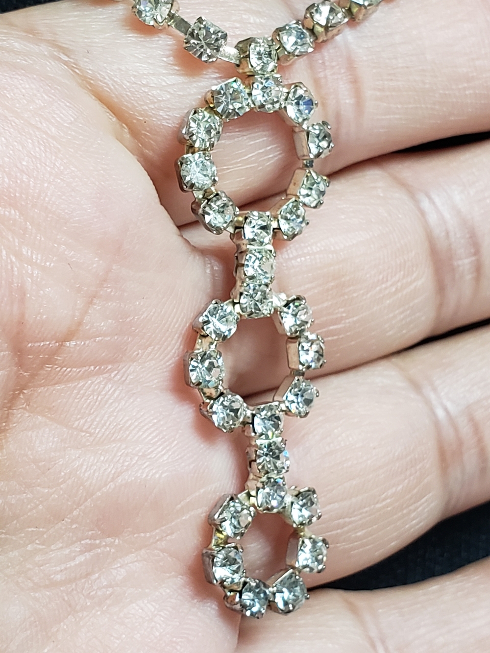Silver-tone Rhinestone Drop Necklace - Picture 2 of 5